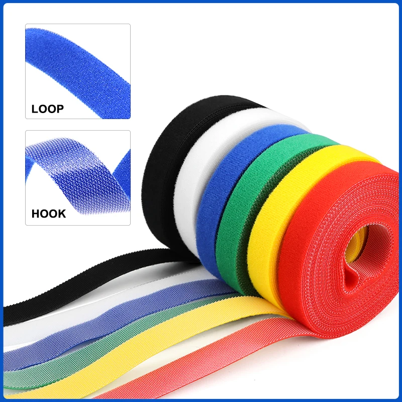 5Meter/Roll Double-Sided Hook and Loop Straps Self-Gripping Fastener Cable Ties Adjustable Cord Organizer Tie 10/15/20/25mm wide
