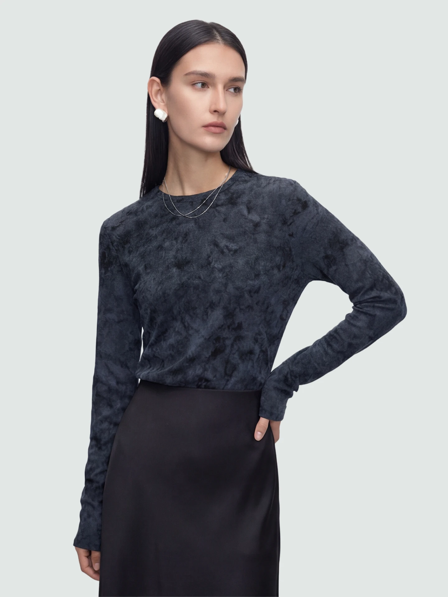 

SueM Long Sleeve Ice Silk Women's T-shirt Breathable Art Base Shirt Commute Style Spring Collection Anti-Uv Antibacterial