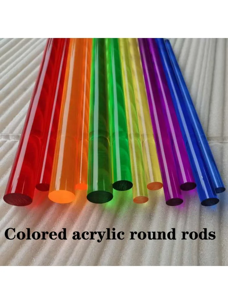 Tige ronde en plastique acrylique translucide coloré, diamètre 3-50mm, cylindre solide PMMA, barre en pexiglas, tige en verre organique