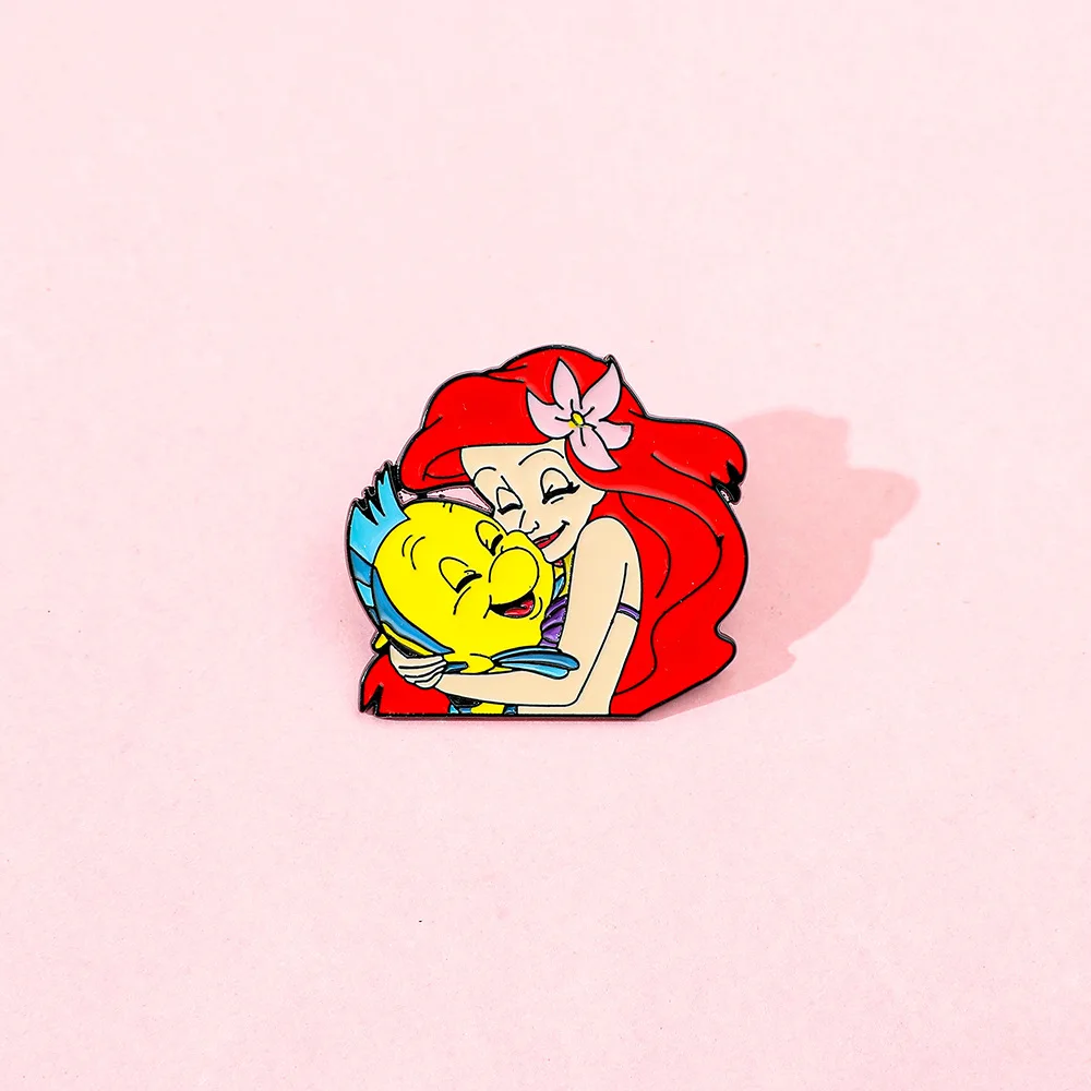 

The Little Mermaid Girls cute pins Disney Ariel Princess kids cartoon Brooches children anime fashion jewelry accessories badge