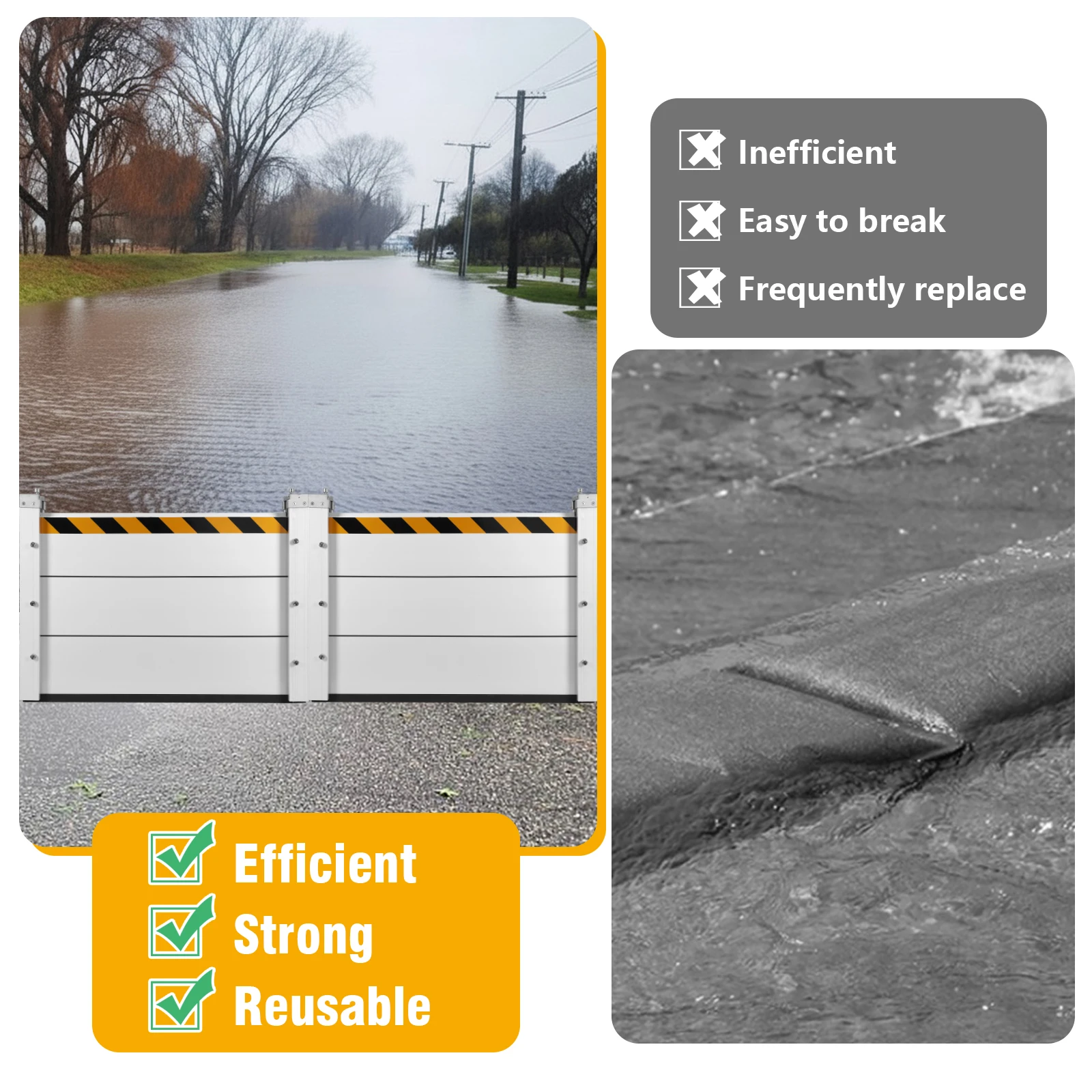 

Household Flood Panel Shield Reusable Heavy Duty Flooding Protect Baffle Stackable for Gates/Subways/Factories/Garages/Roads
