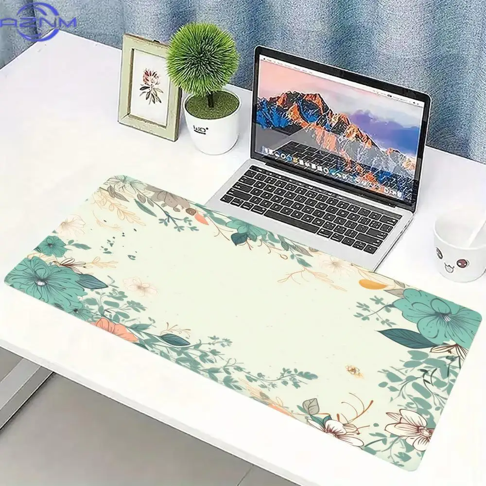 Extra Wide Mouse Pad Chinese Floral Butterfly Stitched Edges Non Slip Rubber Mat For Gaming Office Laptop Desktop Decor