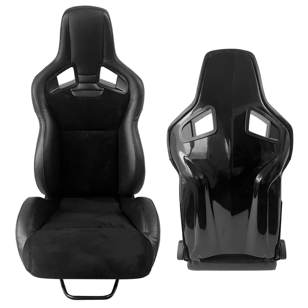 2PCS 39R Fiberglass Comfortable Racing Adjustable Luxury Leather Fabric Car Vehicle Seats