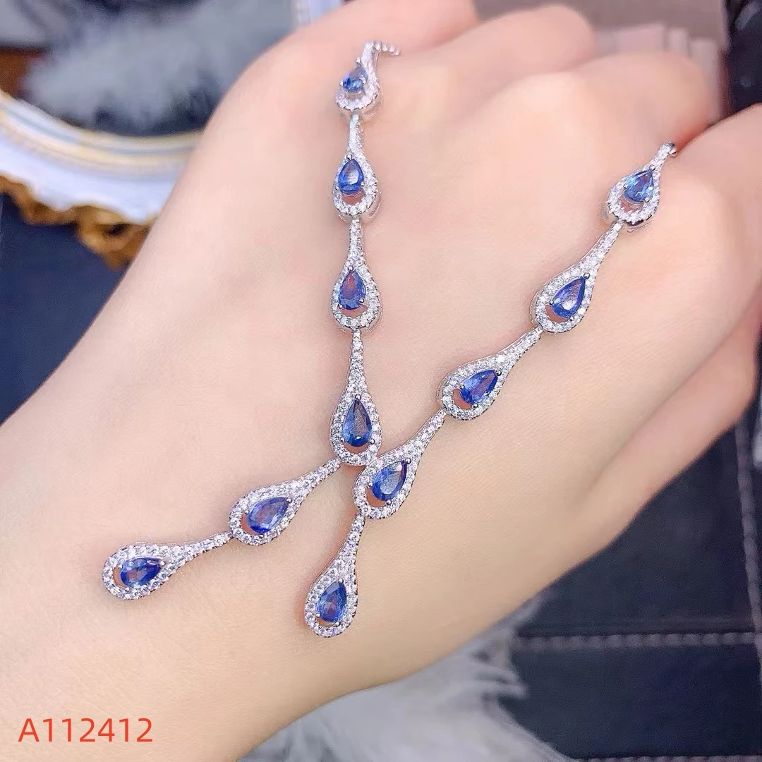 

KJJEAXCMY Fine Jewelry Natural Sapphire Women's Necklace S925 Pure Silver Exquisite Inlaid High Clarity Support Testing