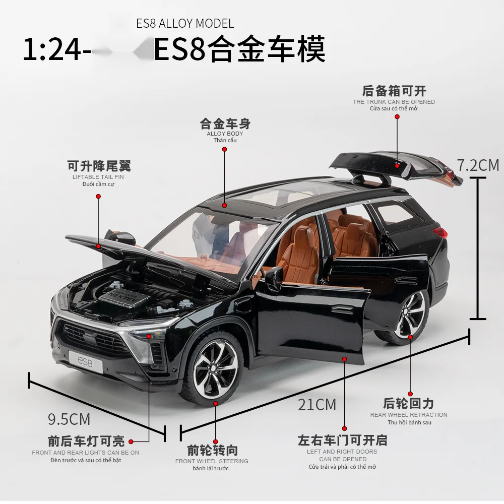 1:24 Scale YANGWANG U9 NIO  Car Model Toy New Energy Vehicles Sound Light Doors Opened Models Collection Gifts view 2