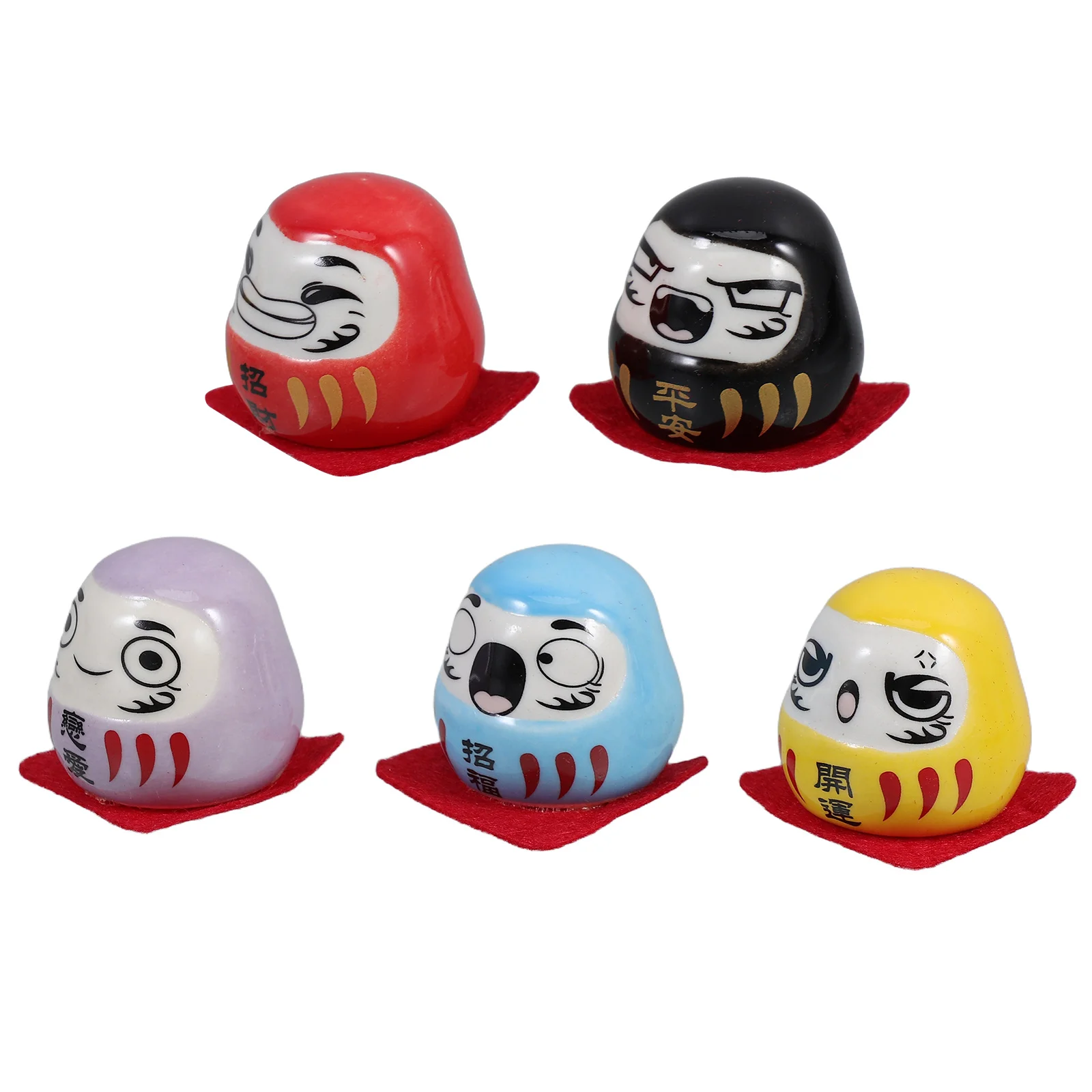 

5pcs Ceramic Japanese Style Figurines Small Statues For Desk Home Car Decor Table Decoration Office Interior Luck