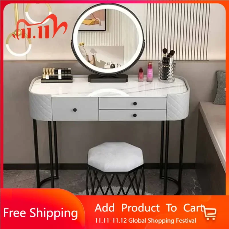 

Glass Ornaments Vanity Tables Mirror Modern Vanity Table Nordic Makeup Fashion Coiffeuse De Chambre Furniture Comfortable Study