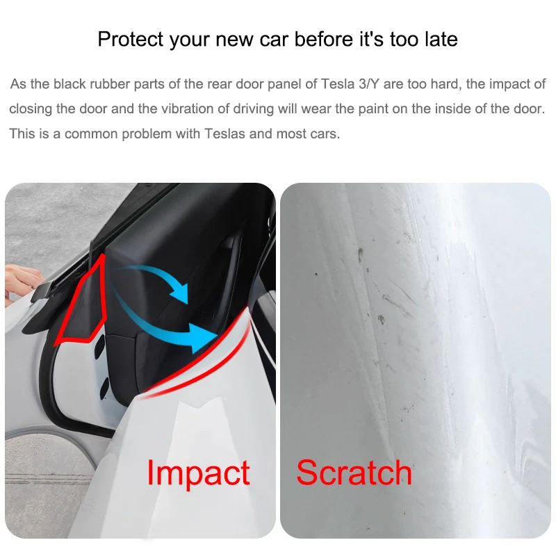 For Tesla Model Y 2021-2024 Rear Door Inside Protective Film Invisible Car Clothing for Model 3 Highland TPU Anti-Scratch Film