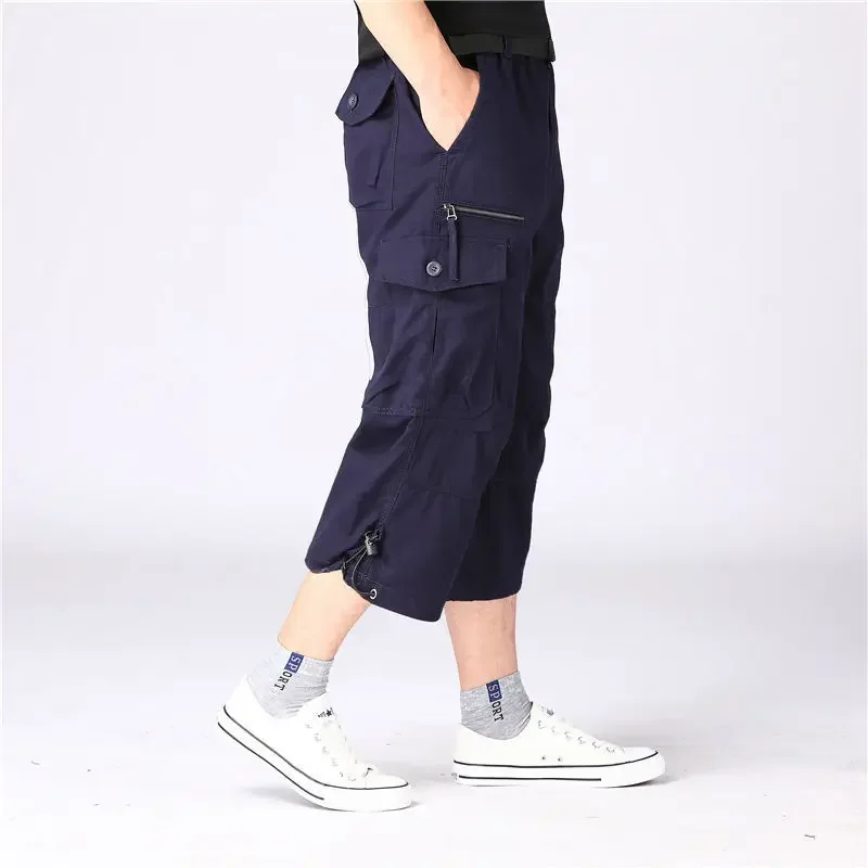 Calf Length Cargo Shorts Men Summer Multi-Pocket Casual Cotton Elastic Capri Pants Male Military Tactical Short Hot Breeches 5XL - Image 3