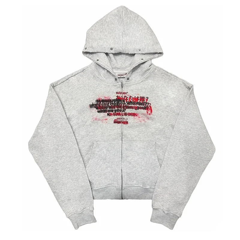 تصميم أزياء الخريف والشتاء الأوروبية والأمريكية لعام 2025 على الطراز الداكن المطبوع في الشارع بتصميم عتيق قابل للفصل مع قلنسوة من القطيفة