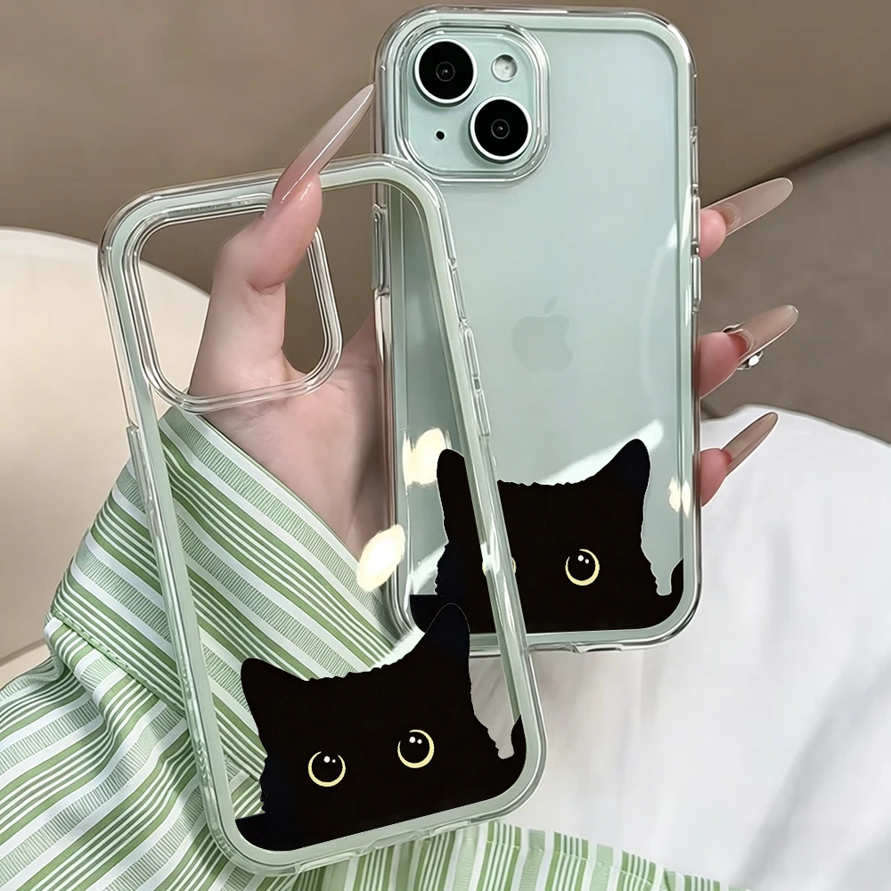 Niedliche schwarze Katzen-Handyhüllen für Samsung Galaxy S26 Ultra S25 S24 edge s22 s23 Plus FE A57 A54 A55 A16 A35 A36 A37 5G Klare Hülle – Detail 5