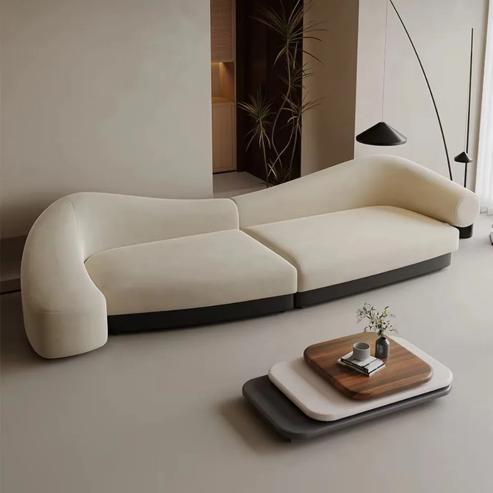 

Three Seat Semicircle Fabric Sofa Cream Style Designer Beauty Salon Furniture for Hotel