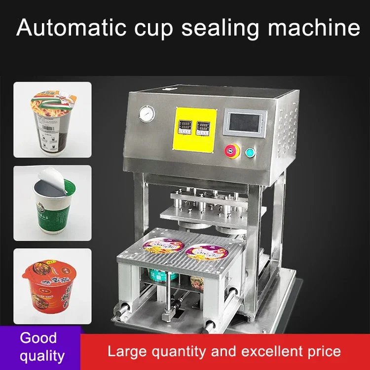 Semi Automatic Cup Tray Aluminum Foil Sealing Machine, Vertical Plastic Cup Packer for Tea Juice Ice Cube