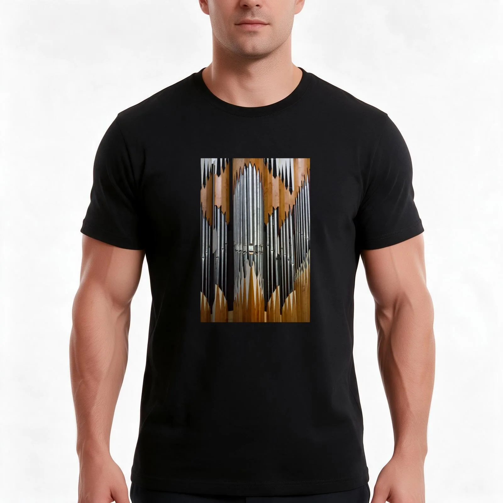 Modern pipe organ T-Shirt Summer Casual Cotton Tee Oversized Streetwear Tops Vintage Graphic Print Loose Fit Short Sleeve