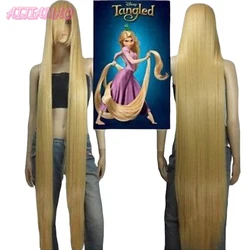 Tangled Princess Movie Rapunzel Cosplay Wig 150cm Golden Long Straight Heat Resistant Synthetic Hair Wigs +Wig Cap