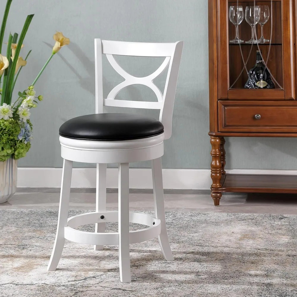 Swivel Counter Height Barstool 24 Inch Seat Height White Set of 1