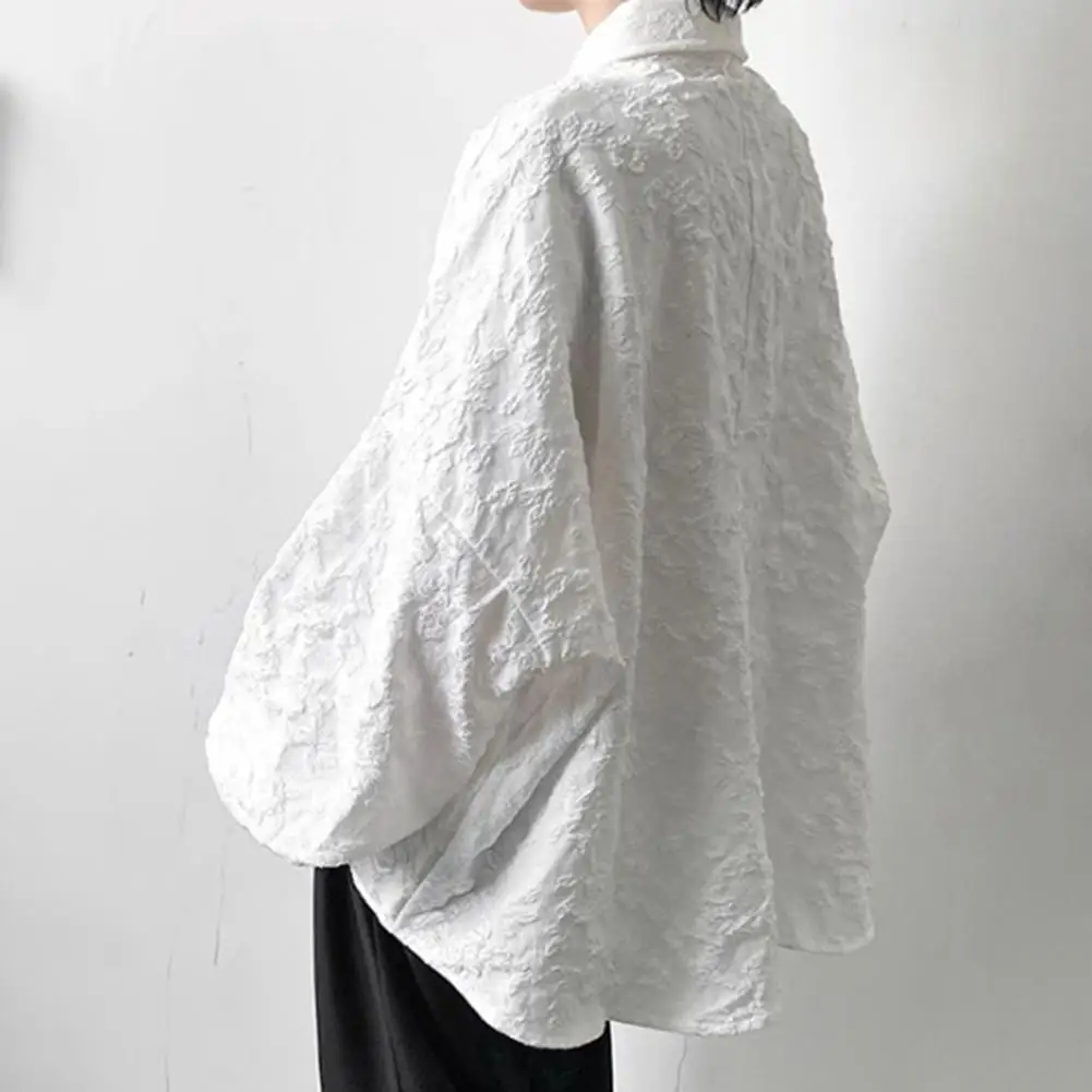 

Мужская рубашка в темноте, стильная рубашка средней длины с отложным воротником, кардиган на пуговицах с цветочным принтом, осень