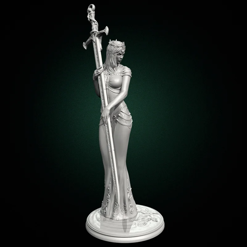 

50mm 75mm 90mm 125mm Princess Longsword Resin Model Figure Gk Micro 3d Printed White Model Toy Unassembled Unpainted Kit