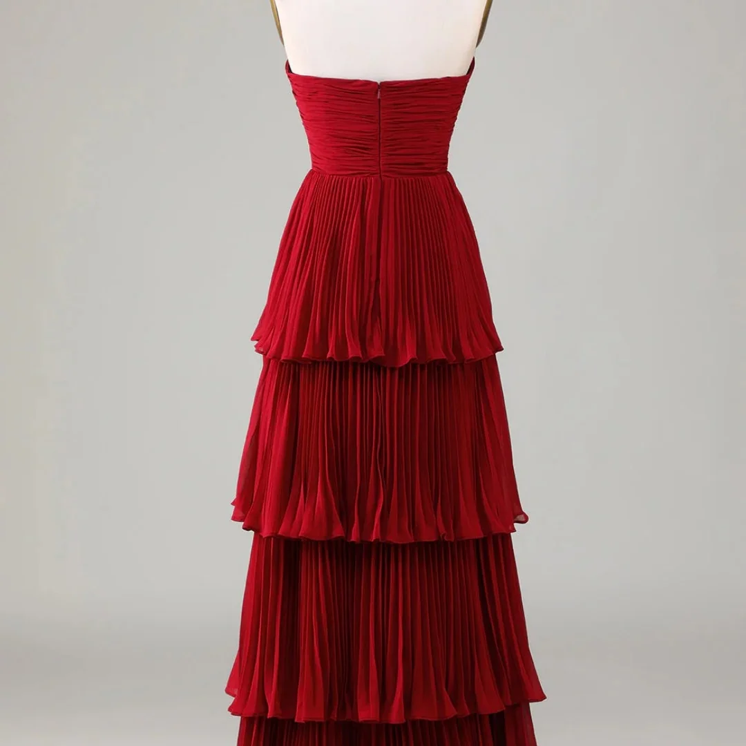 Bella personalizado esmeralda strapless ruched em camadas vestido longo robes de soirée elegante vestidos de festa elegante vestido de baile formal