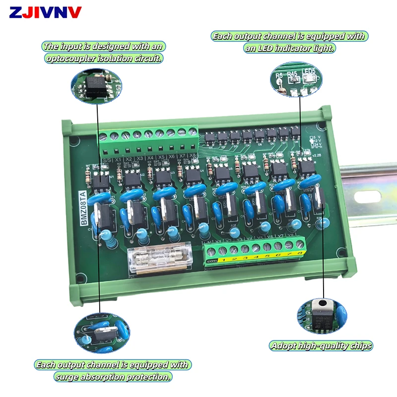 

6-канальный 8-канальный оптопара, изолированный ввод-вывод, однокристальный микрокомпьютер, ПЛК, плата усилителя переменного тока, выход AC24-220V, бесконтактное твердотельное реле