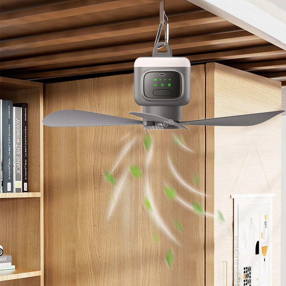

Wireless Ceiling Fan USB Rechargeable for Home Outdoor Camping Tent Hook Ceiling Fan with Lighting Remote Control Camping Fan