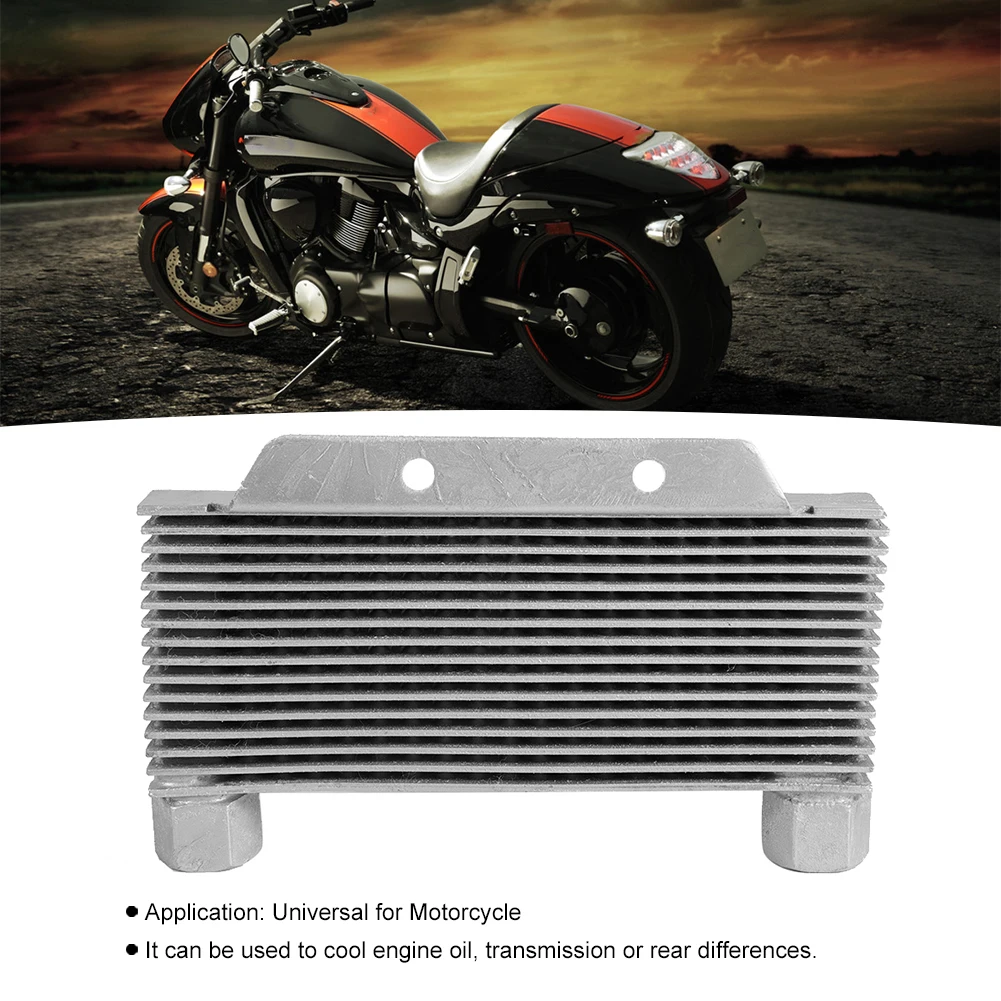 Motorcycle Modification Accessory Oil Cooler Silver Aluminum Alloy Engine Oil Cooler Radiator 15 Rows Universal Motorcycle Parts