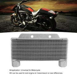 Motorcycle Modification Accessory Oil Cooler Silver Aluminum Alloy Engine Oil Cooler Radiator 15 Rows Universal Motorcycle Parts