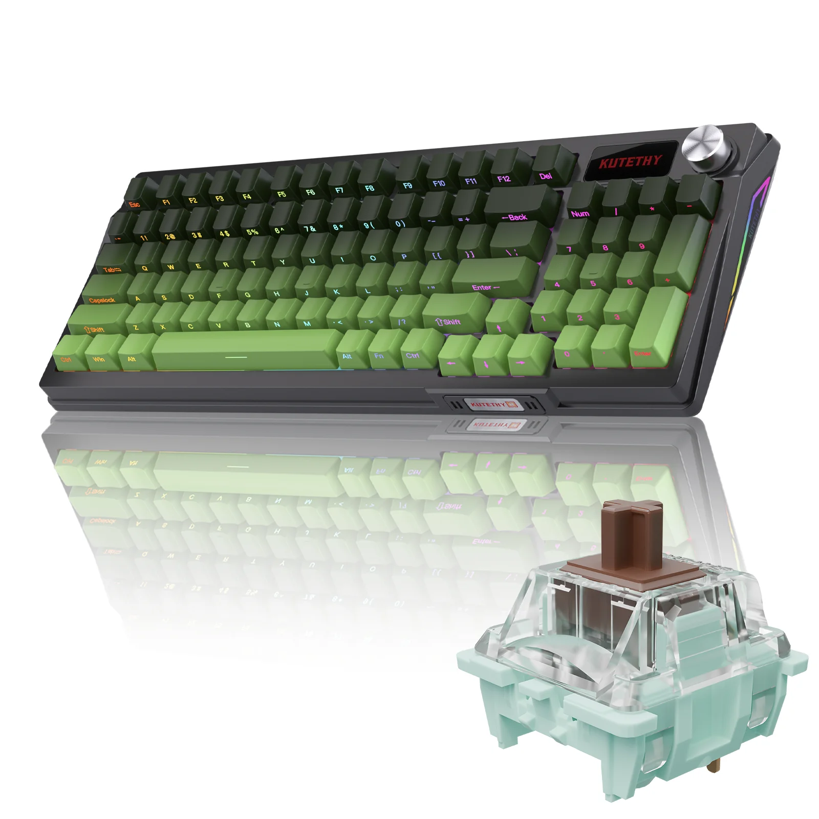 

KUTETHY KY95 Mechanical Gaming Keyboard,Gateron Brown Switches,98% Gasket Hot Swappable RGB Side Printed PBT Keycaps Keyboard