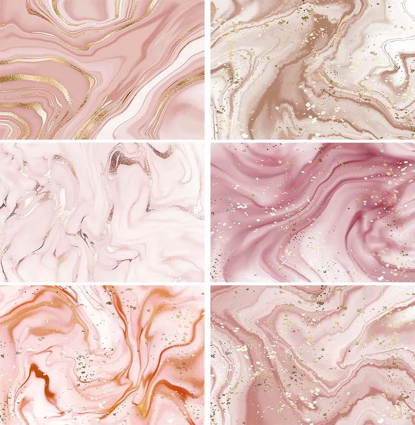 Marble Texture Backdrops Pink Golden Color Pattern Baby Shower Food Jewelry Cosmetics Makeup Paragraphy Background Decor Banner