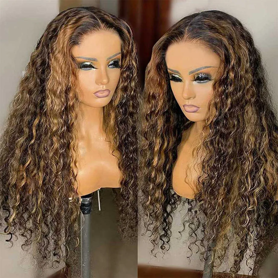 

Curly Hightlight Lace Frontal Wigs Human Hair