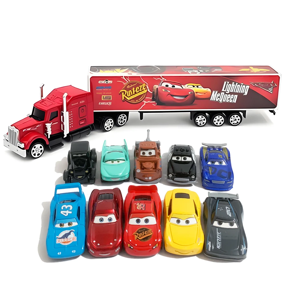 Juguete de coches de Disney, Lightning McQueen, Cruz Ramirez, The King, Lizzie, Flo, Jackson Storm, Mater, coche de juguete de aleación fundida a presión para niños