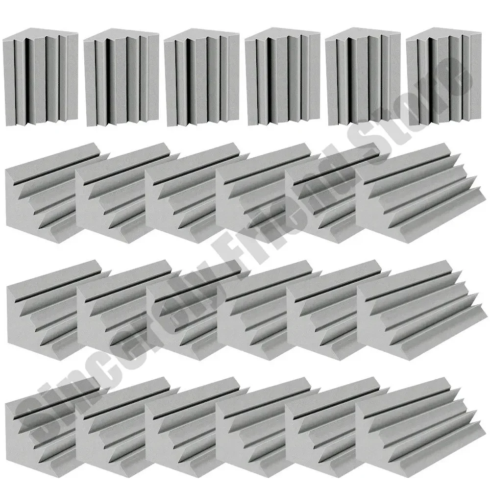 12/24pcs 12x12x24cm Studio Acoustic Foam Bevel Bass Traps High Density Soundproof Insulation Wall Corner Panel Sound Absorption
