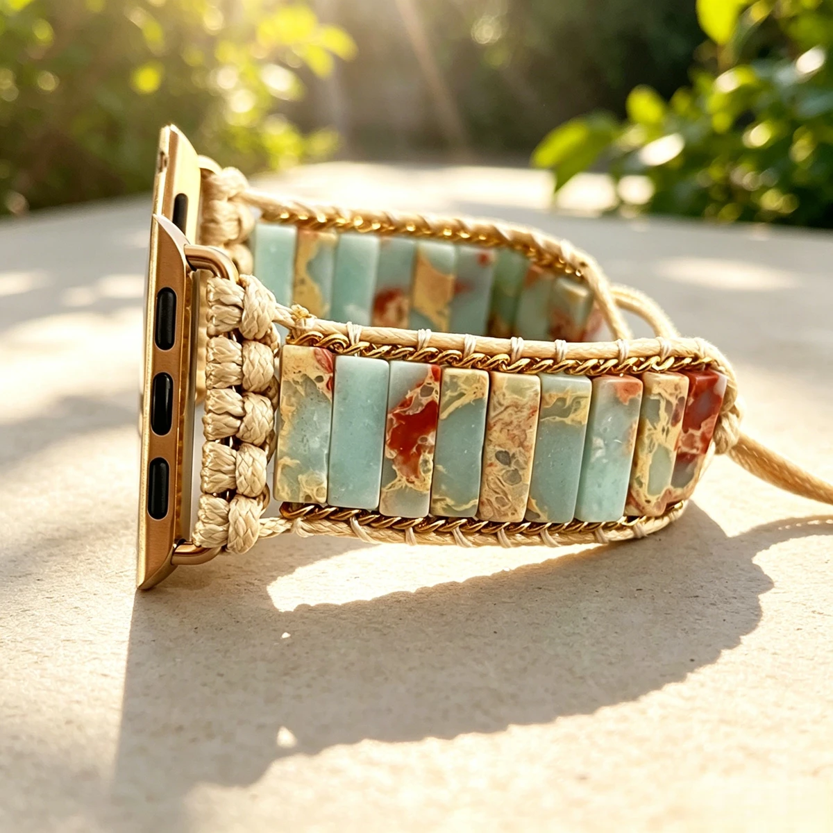 Man Woman Stone Aple Smartwatch Strap 38mm/45mm Shoushan Stone Beaded Crystal Stretchy Wristband Bracelet For Iwatch Accessories