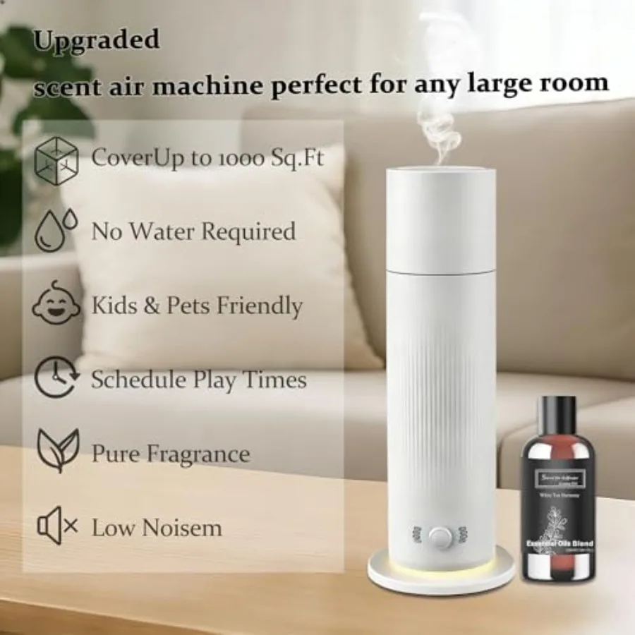 Waterless Essential Oil Diffuser for home and commercial use, aluminum alloy body, matte black finish, silent ultrasonic mistin