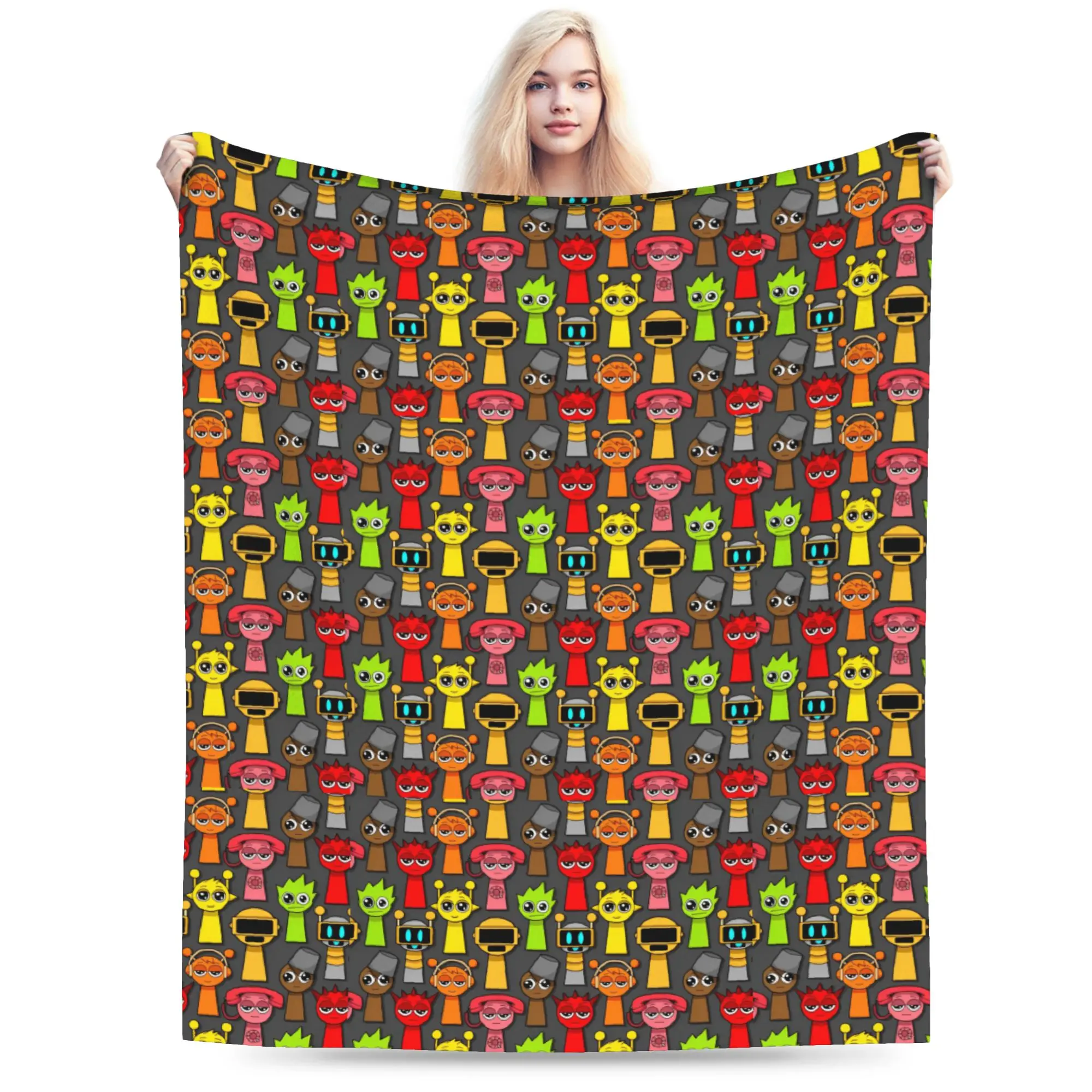 Cartoon Sprunki Game Blankets Flannel Summer  Breathable Super Soft Throw Blanket for Bed Couch Rug Piece