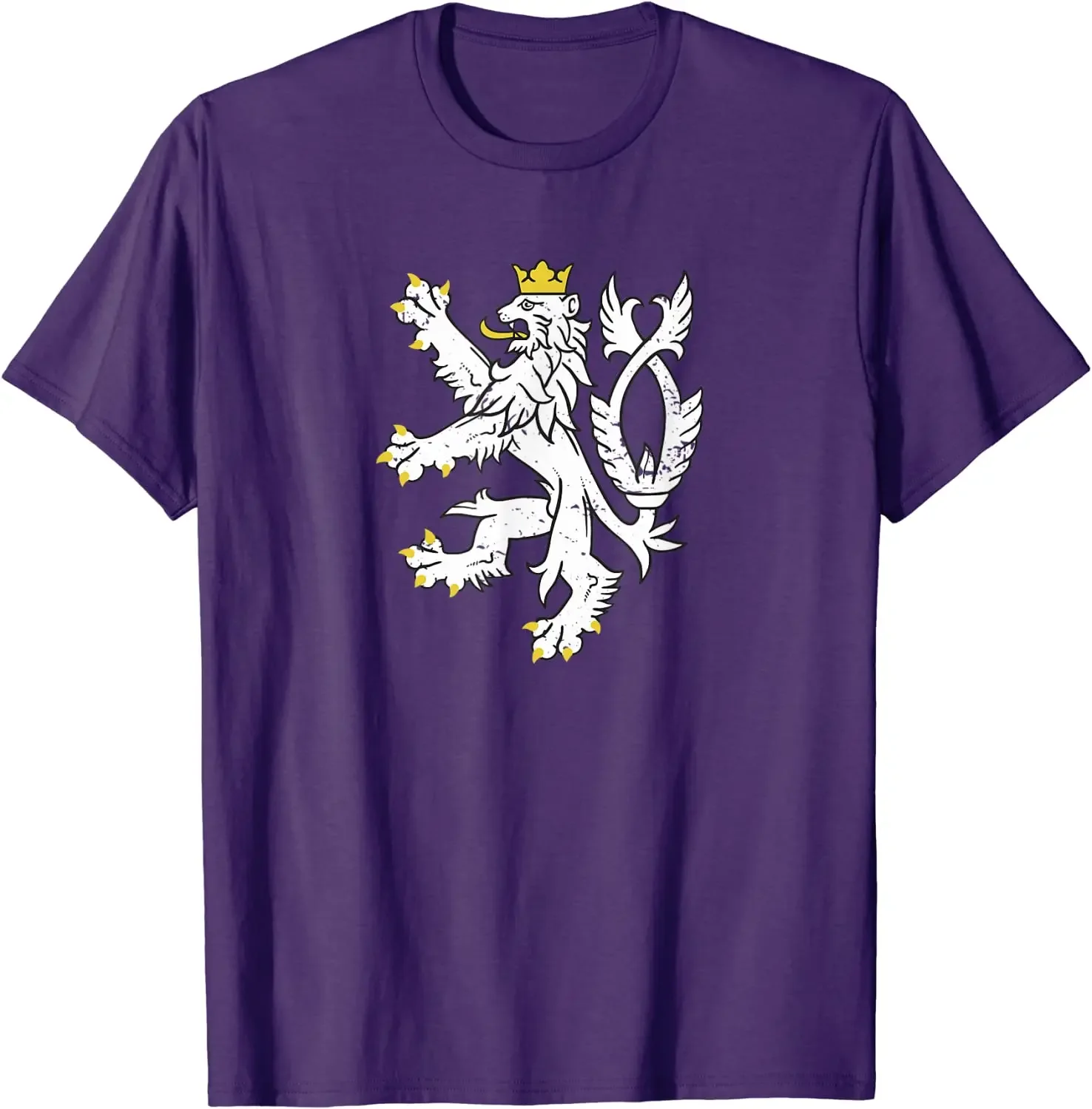 Ceska Republika Lion Coat of Arms | Czech Republic Souvenir Men T-Shirt Short Sleeve Casual Cotton O-Neck Summer Men Clothing