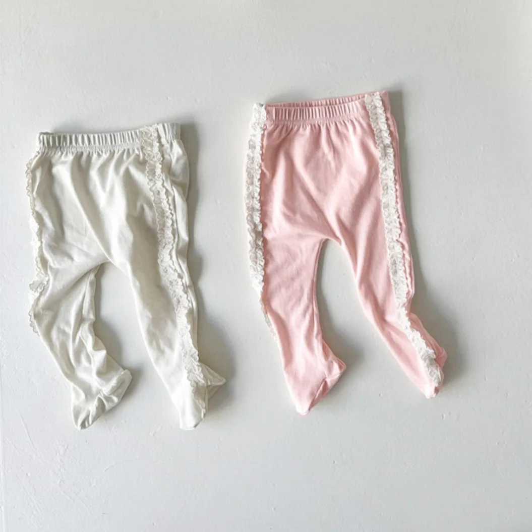 Solid Versatile Toddler Trousers Newborn Leggings 2025 Autumn New Baby Pantyhose Cotton Infant Girl Cute Lace Tights