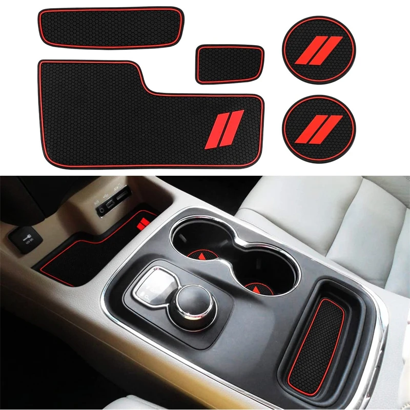 

5Pcs Car Cup Coasters Cup Holder Mat Insert Coaster Anti-slip Pad for Dodge Durango 2014 2015 2016 2017 2018 2019 2020