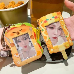 Kawaii Capybara Sandwich Photocard Frame Cartoon French Fries Photocard Holder with Chain 3 Inch Kpop Card Display Wholesales