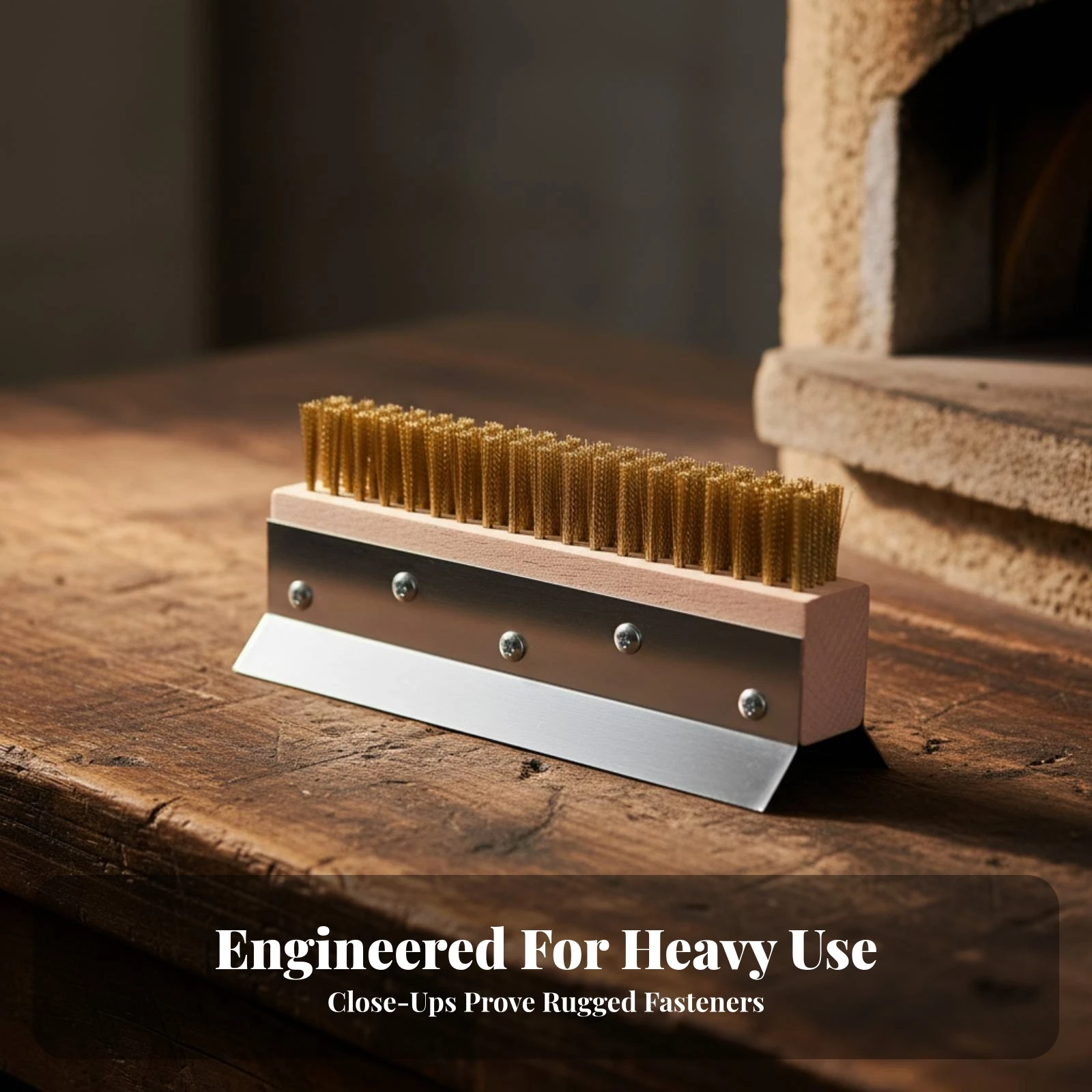 Pizza Oven Brush Head Long-Lasting Oven Brush Head with Scraper Sturdy Compact for Outdoor Grills