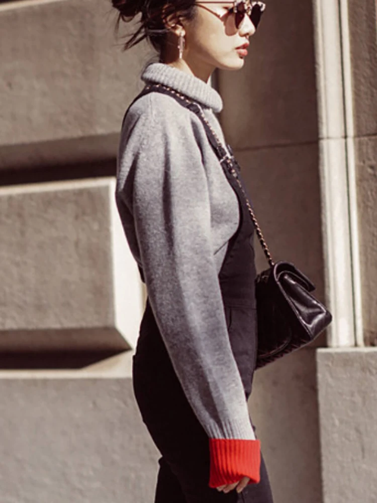 Sweter Camere Thiened Wanita Ukuran Besar Kerah Tinggi Malas Sle Longgar Musim Gugur Musim Dingin Overhead Rajutan Wanita Irt