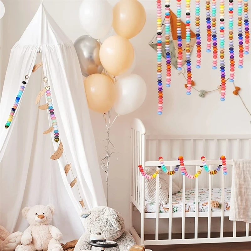 240pcs รอบรูปร่างลูกปัดซิลิโคนทารกรอบรูปร่างพยาบาล Teething ลูกปัดชุด DIY สร้อยข้อมือพวงกุญแจของเล่นอุปกรณ์เสริม D5QF