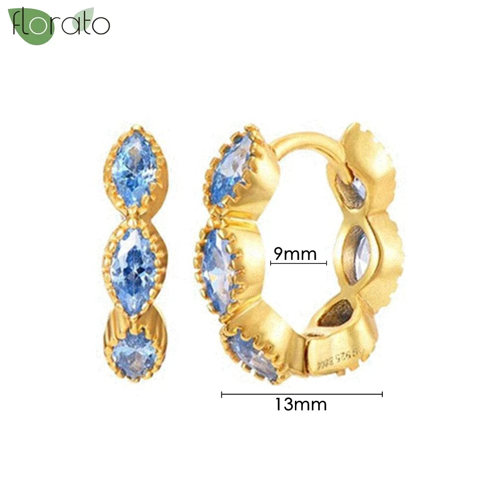 925 Sterling Silver Small Hoop Earrings, Blue Pendant