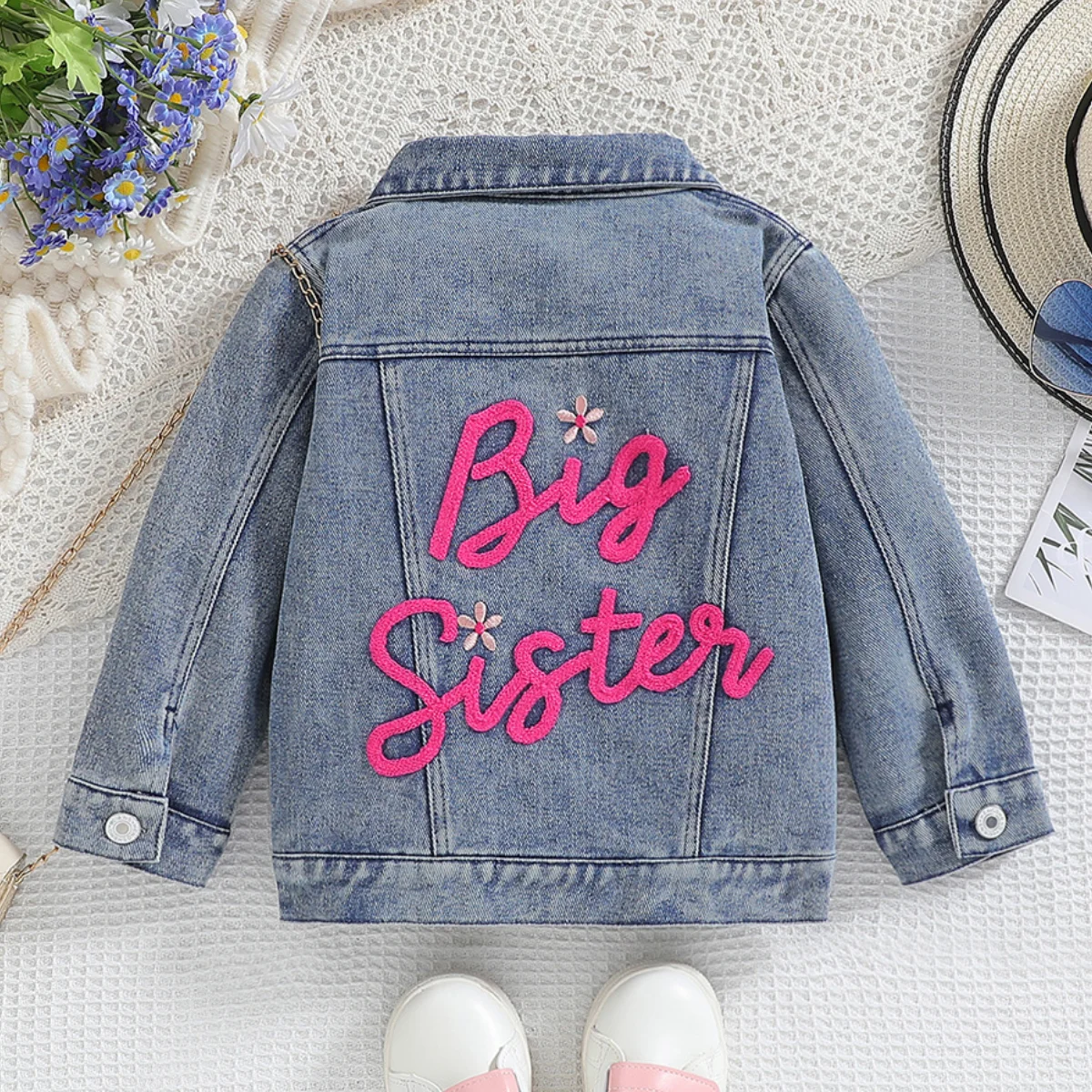 New Letter Printed Cartoon Cute and Fashionable Denim Jacket for Girls In Autumn and Winter Casual and Versatile Party Jacket