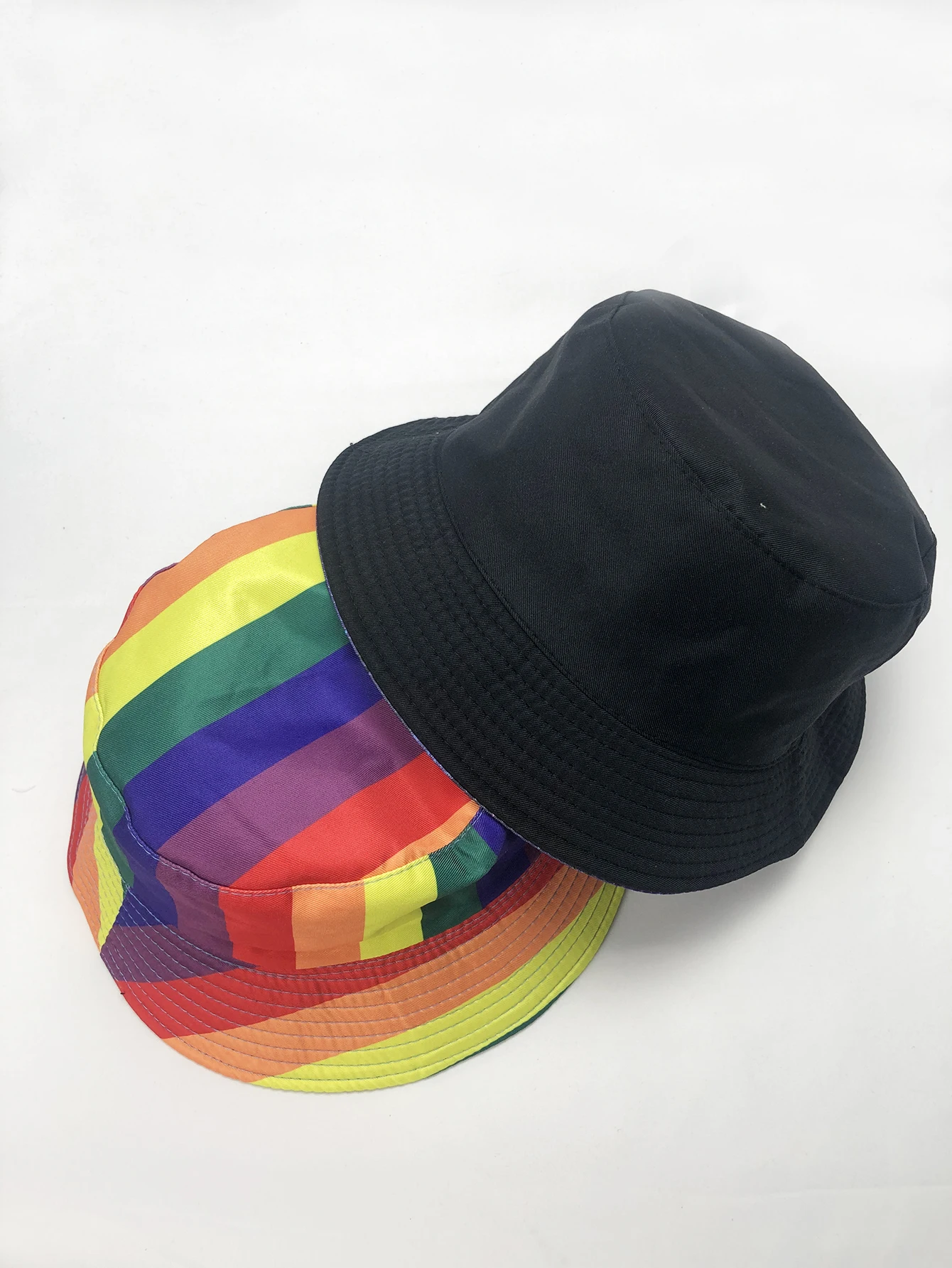 Rainbow striped fisherman hat, outdoor sun shading and sun protection bucket hat, versatile, new