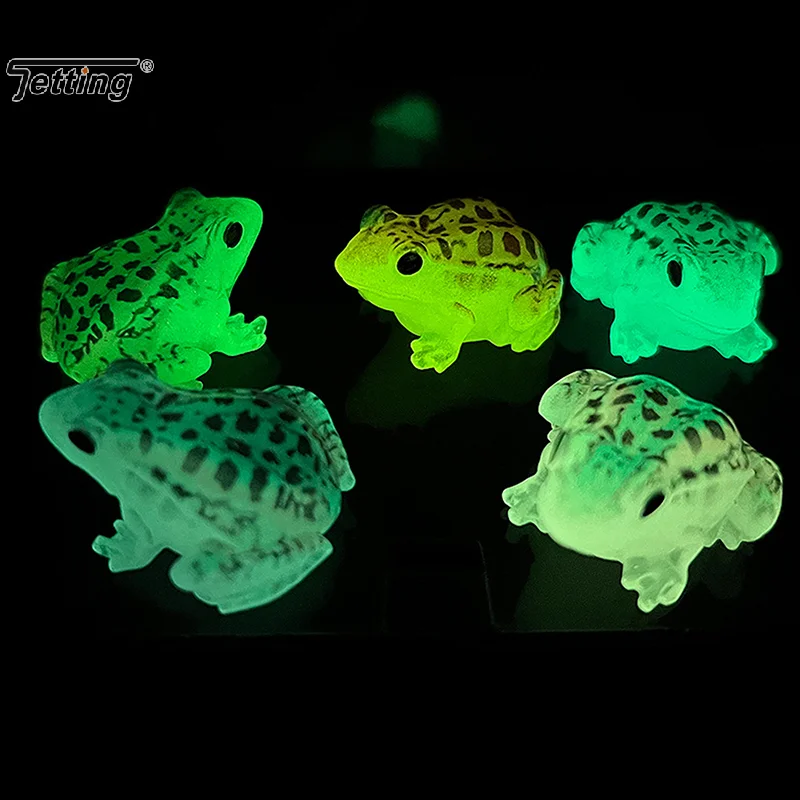 5pcs/lot Luminous Frog Figurines Landscape Gifts Resin Miniature Frogs Glow At Dark Garden Statue Fairy Lawn Ornament Decoration