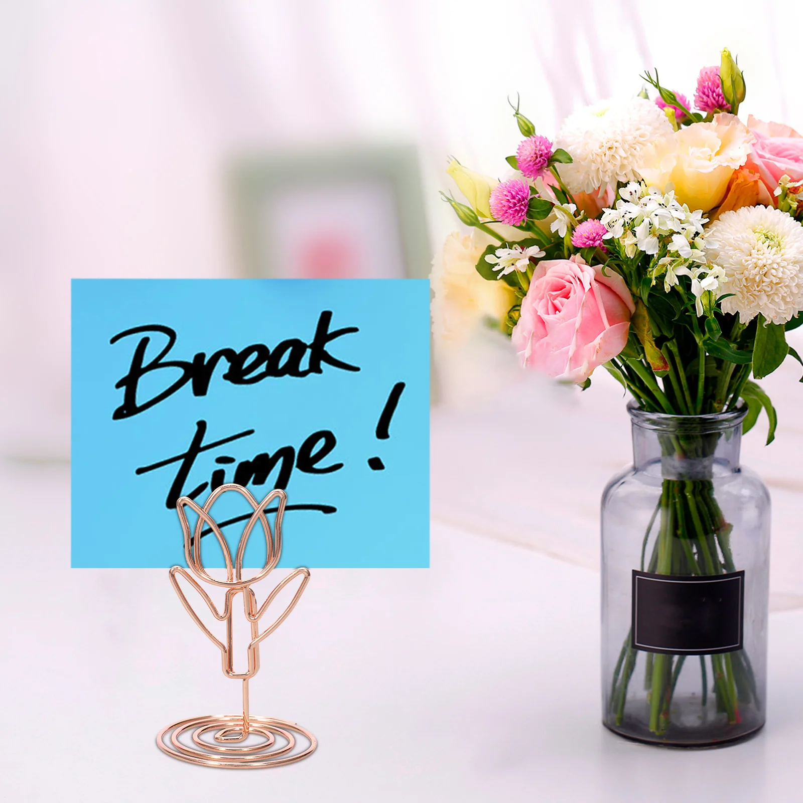

10Pcs Name Card Holders Flower Memo Clips Stable Base Table Card Holders for Wedding Birthday Party Decor Table Number Stands
