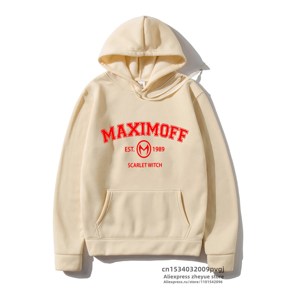 Wanda Maximoff 1989 Vintage Wandavision TV Women Atumn Winter Couple Hooded Hoodies Thick Cotton Fabric Solid Basic Sweatshirts