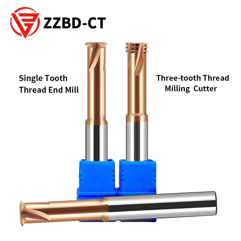 ZZBD-CT Фреза с метрической резьбой Фреза с тремя и одним зубом Фреза с ЧПУ Станок с покрытием TiSiN для стальной резьбы