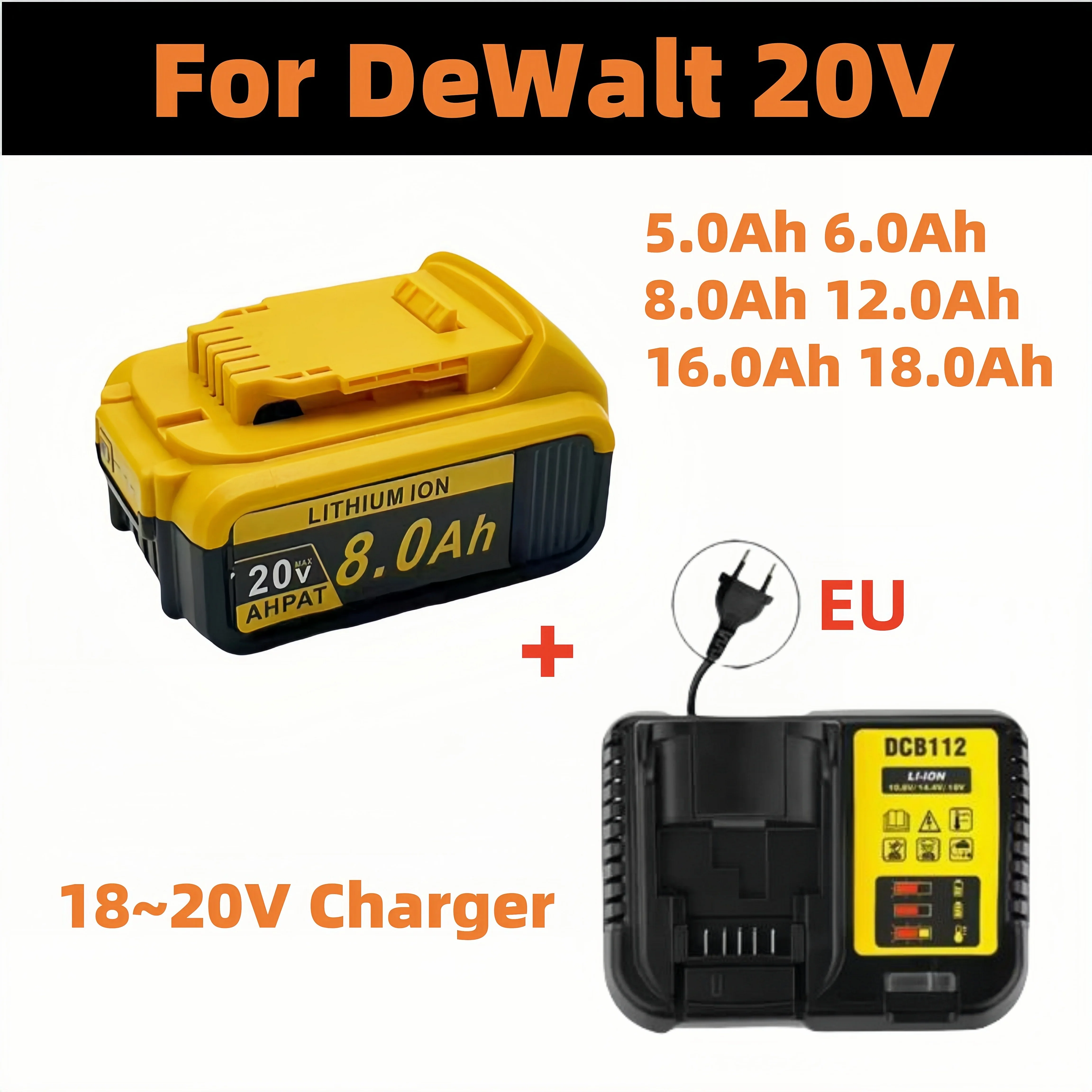 Latest 100% original 8000mAh 20V dehydration electric tool battery DCB206 20V 18.0Ah battery DCB206 20V battery DCB205 DCB200